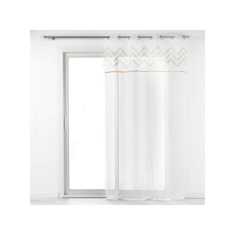 Panneau a oeillets 140 x 240 cm voile sable+top applique metal levi Blanc/or (1/3)