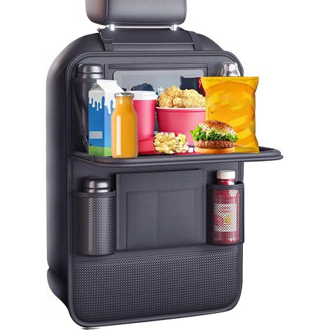 Organisateur Voiture Enfant, Protection Siege Voiture Enfant Étanche, plateau de voyage pour enfant avec Table Pliante, Rangement pour Tablette/Téléphone et 9 Poches, 42 x 61 cm (1 Pièce) (1/5)