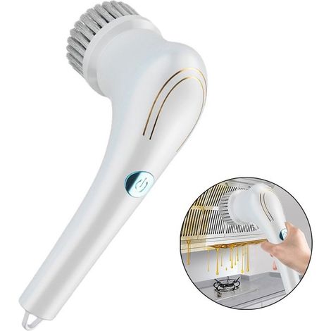 Brosse de nettoyage électrique avec 5 têtes de brosse interchangeables,Brosse Rotative Nettoyage (1/5)