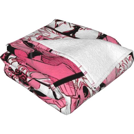 Rosa Flanelldecke 102 cm x 76 cm / Patchworkmuster im Anime-Stil / bequem für Sofa oder Schlafzimmer (1/5)