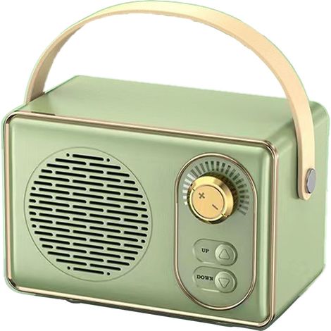 Enceinte rétro portable sans fil, son clair, vert, petit haut-parleur vintage pour maison voyage extérieur (1/5)