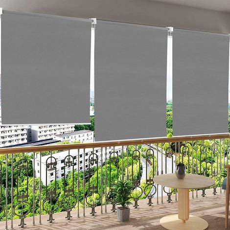WOLTU Außenrollo Senkrechtmarkise Balkonmarkise Outdoorrollo dunkelgrau 100x240 cm