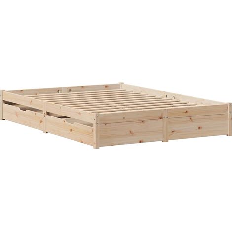 Massivholzbett ohne Matratze 140x190 cm Kiefernholz vidaXL (1/4)