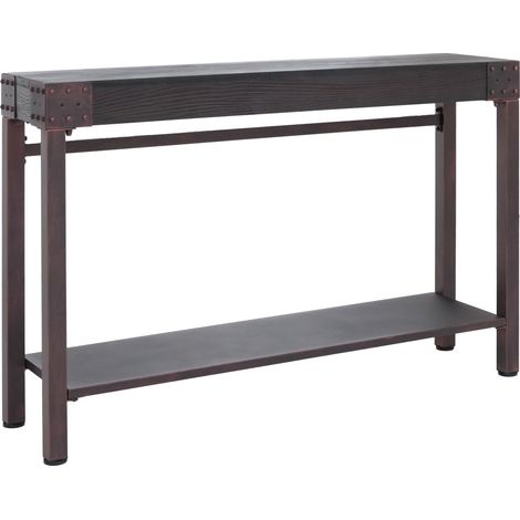 Konsolentisch HHG-989, Telefontisch Beistelltisch Tisch, Industrial Retro Holz 82x120x31cm schwarz Metall kupferfarben (1/5)