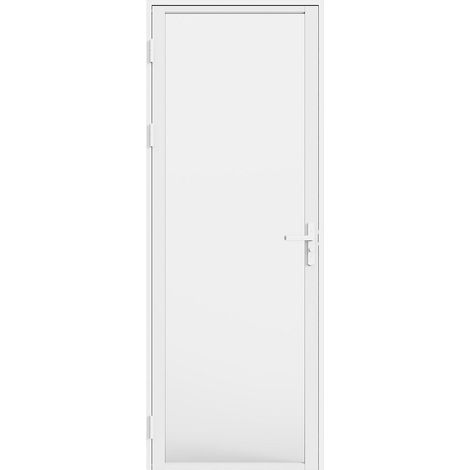 Bloc porte réversible en aluminium et verre trempé dépoli - H204 x L73 cm - Blanc - LOXTON