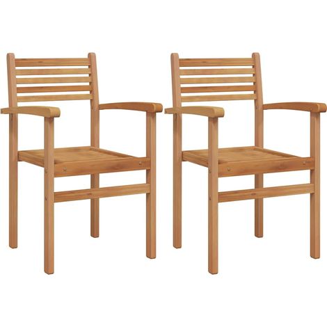 Lot de 2 Chaises empilables de jardin,Chaise d'extérieur Marron 55,5 x 55,5 x 90 cm CFW4274685 (1/5)