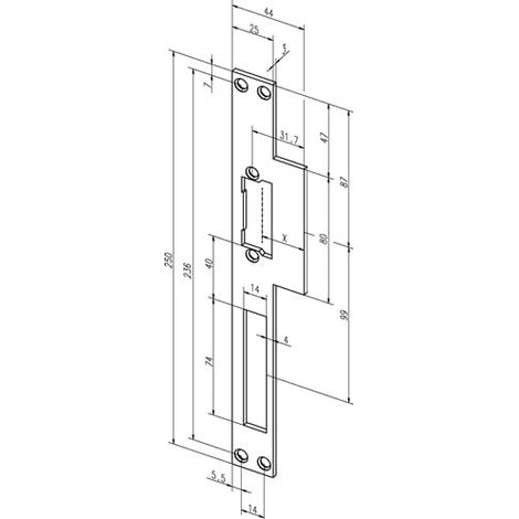 Plaque de fixation pour panneau 14C ktg.B.44xL.250mm DIN L/D (1/3)