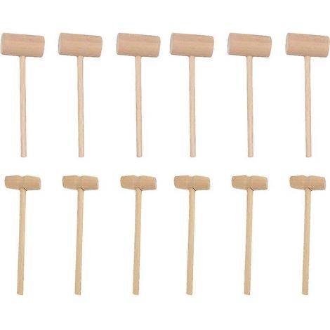 Lot de 12 mini-marteaux en bois pour enfants-15.00X3.80X2.50CM-Assorted Color