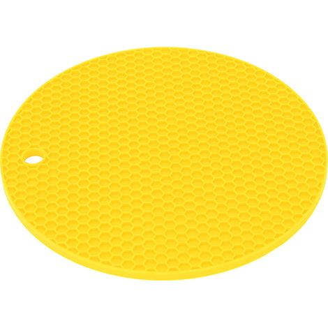Sous-plat en silicone épais de forme ronde pour micro-ondes - Jaune - Grade alimentaire (1/5)