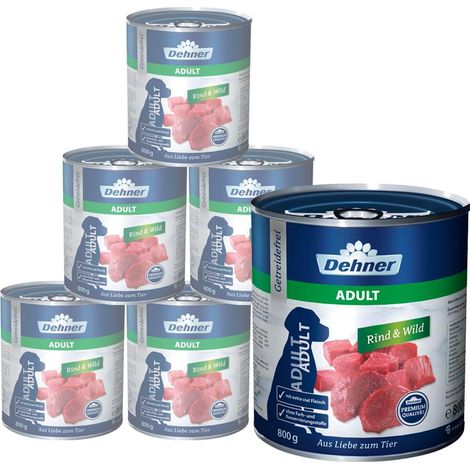 Dehner Cibo per Cani di Alta qualità, per Adulti, per Cani Adulti, Persone allergiche, Manzo, selvaggina, Resistente al Taglio, Senza additivi Artificiali, Senza Cereali, con molta Carne di Alta (1/3)