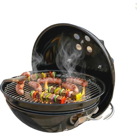 Barbecue au charbon de bois, Design compact, Ventilation réglable, noir (1/5)