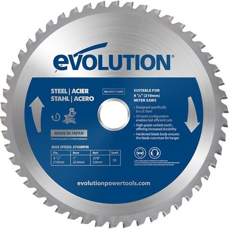 Evolution Mild Steel Cutting Mitre Saw Blade 210 x 25.4mm x 50T
