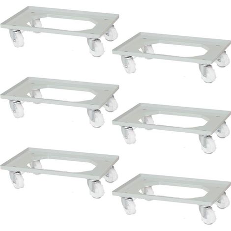 BRB Lot de 6 roulettes logistiques pour conteneur Euro - 615 x 415 x 175 mm - Roues en plastique blanches