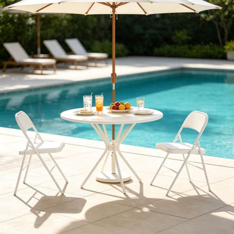 Ensemble de 2 chaises de salle à manger pliantes et portables, chaises robustes avec cadres en acier résistant (comprend uniquement 2 chaises pliantes) (1/5)
