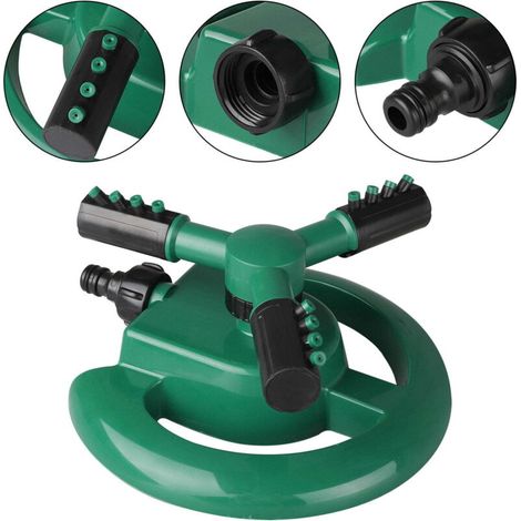 Arroseur de jardin, arroseur de pelouse rotatif automatique à 360 degrés, couverture de grande surface, arroseur d'eau étanche à 3 bras pour pelouse, plantes, tuyau d'arrosage