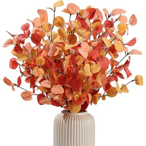 Set di 5 foglie artificiali di eucalipto autunnale - 60 cm - Arancione (1/5)