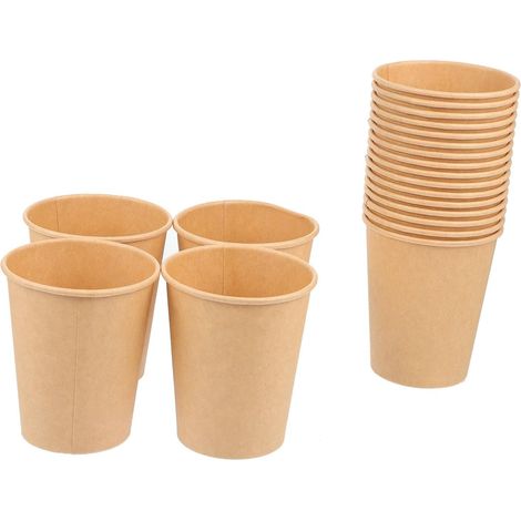 Set di bicchieri di carta kraft (20 pezzi), con contenitori per alimenti in carta kraft, adatti per feste, possono contenere bevande calde e fredde. (1/5)