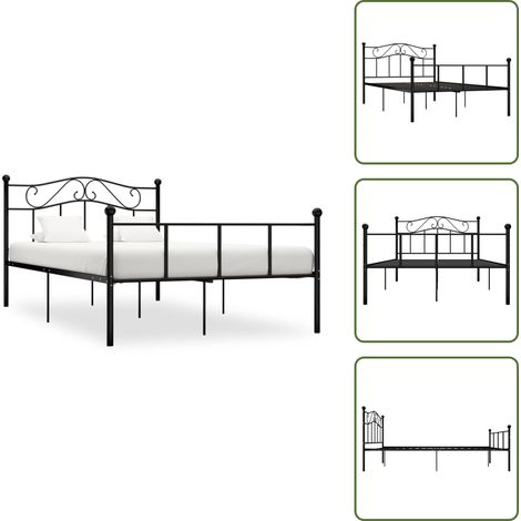 Estructura de cama metal - vidaXL Estructura de cama sin colchón metal negro 160x200 cm - Cama de metal negro