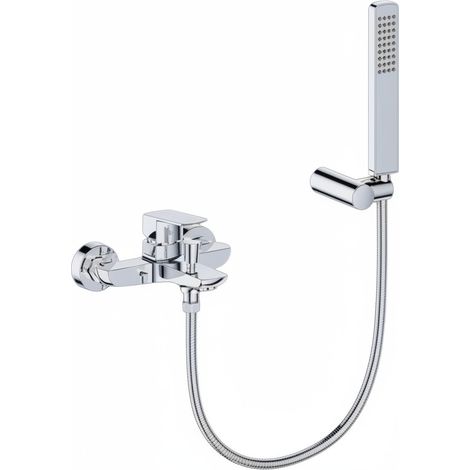 Miscelatore Vasca Esterno Cromato Design Minimal con Doccetta – Cartuccia Ø35 mm