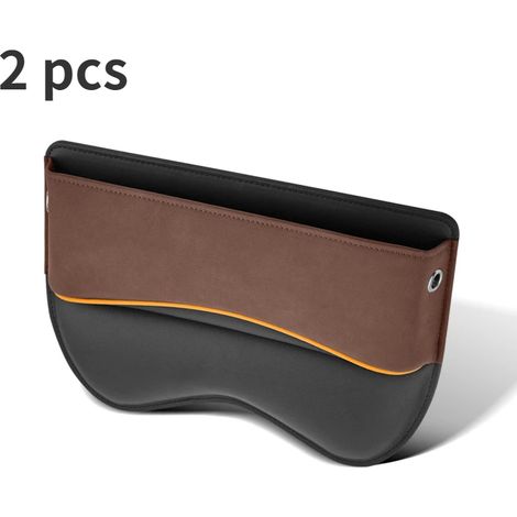 (Marron, lot de 2) Boîte de rangement multifonctionnelle pour l'espace entre les sièges de voiture. Accessoire de rangement universel pour l'intérieur de la voiture. (1/5)