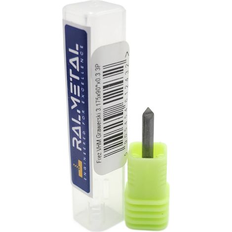 Fresa de grabado tipo V de 3,175 mm (1/8") 90° x 0,3 mm VHM 3P