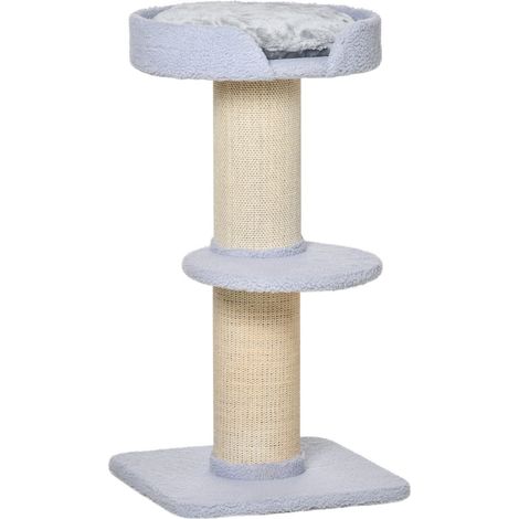 Kratzbaum, Belastbarkeit 30kg, Spielbaum mit Kratzstamm, Plattform, Sisal, Hellblau, 45x45x91cm (1/5)