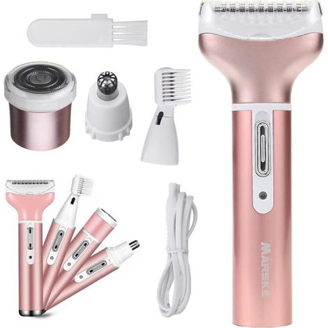 Épilateur pour femme, rasoir corporel, tondeuse jambes, 4 en 1, embouts interchangeables, USB (1/5)