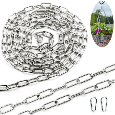 Chaine Acier Inoxydable 304 Chaine 1,5M φ3 mm Chainette Metal avec Maillons Soudés pour Chaine Chien Hamac Clôture Chaine de Levage Chaine Antivol Chaine de Pluie (1/5)