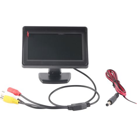 Moniteur de caméra de recul étanche avec écran LCD couleur 4,3 pouces pour voiture, SUV, fourgonnette et camion (noir)