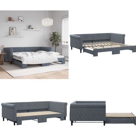 vidaXL Tagesbett Ausziehbar Dunkelgrau 100x200 cm Samt (1/5)