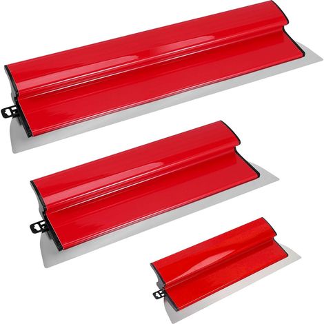 Ensemble de 3 Couteau a Enduire, 25/40/80 cm Spatule Enduit, Ensemble Lisseuse Enduit avec Poignée en Forme de Z, Spatule Enduit Lissage, Convient à Construction de Murs de Grande Surface (Rouge) (1/5)