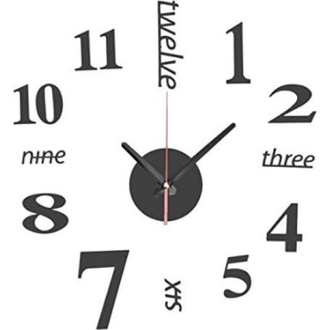 Mini Modern Art Miroir Horloge Murale 3D Sticker Design Maison Bureau Décoration Noir (1/5)
