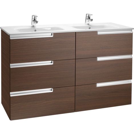 Double vasque et meuble sous-lavabo VICTORIA-N - ROCA Couleur : Wengue (1/4)