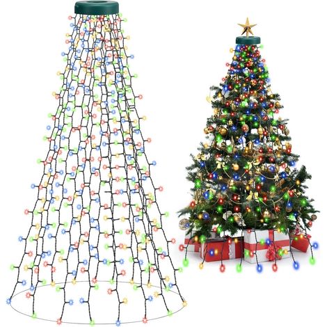 MINKUROW 400 Led Christmas Tree Light Garland, 2m X 16 Outdoor Waterproof Led Christmas Tree Garland Decoration (1.5m - 5m Christmas Tree) Para Decoración Del Hogar, Fiesta, Navidad, Noche, Boda, Jard (1/4)