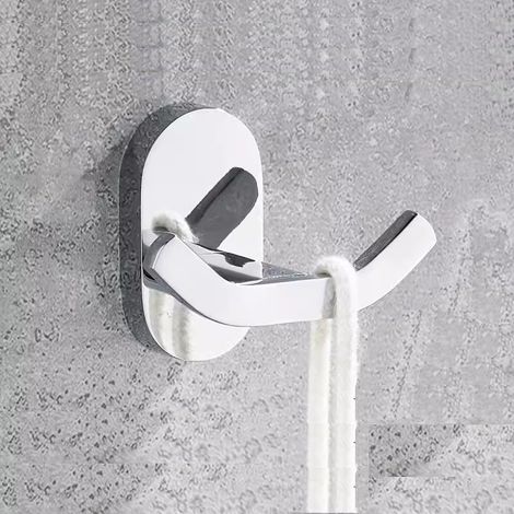 Bathroom Wall Hook, Kitchen Towel Hook, Picture Hanger, with Screws, Double Coat and Robe Hooks, Polished Chrome (1/4)