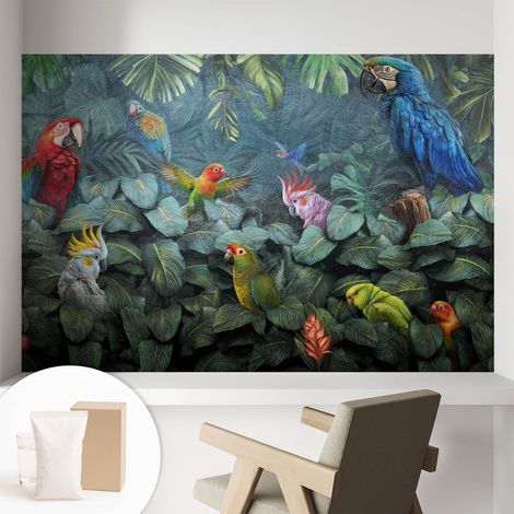 Tapete Vliestapete mit Kleber - Fototapete mit Motiv - Wandtapete modern - Wandgestaltung Exotischer Dschungel 104x70 cm