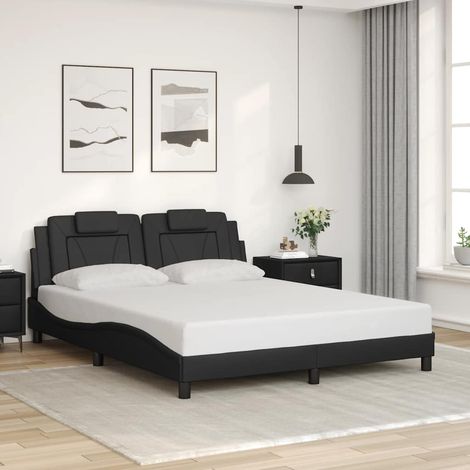 Cadre de lit Viana sans matelas noir 160x200 cm similicuir (1/5)