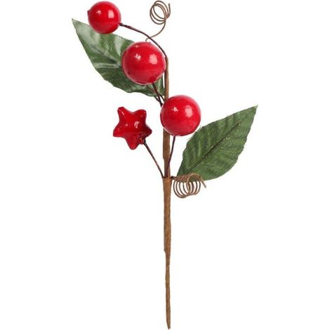Décoration de Noël Rowan Pik 18 cm Vert et Rouge (1/2)