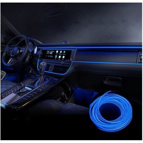 LED Voiture Interieur, USB EL Wire Auto Eclairage Intérieur LED de Voiture,Interstices du Ableau Bord (Bleu) Bleu 3 mètres de long (1/4)