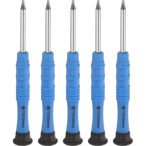 5 pièces T5 Torx Mini Tournevis 3mm Tête Torx 87mm Longueur Bleu (1/5)
