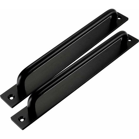 2 Pieces Aluminum Alloy Bar Pulls Sliding Barn Door Cabinet Handle Hardware Bathrooms Shower Decorative Pull Handle with Heavy Duty Back Plate Exterior (224mm, Black) (1/5)