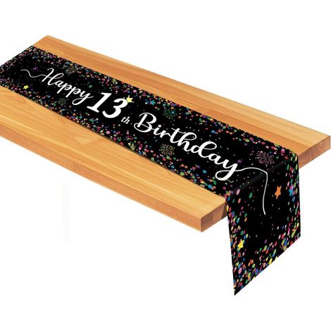 Tischläufer 13. Geburtstag Junge Mädchen, wiederverwendbar, wasserdicht, 185x33cm