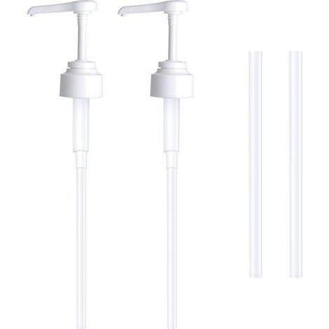 Set di 2 flaconi vuoti con dosatore da 5 litri (bianchi), flaconi di plastica riutilizzabili da 38 cm per liquidi da bagno e spezie. (1/4)