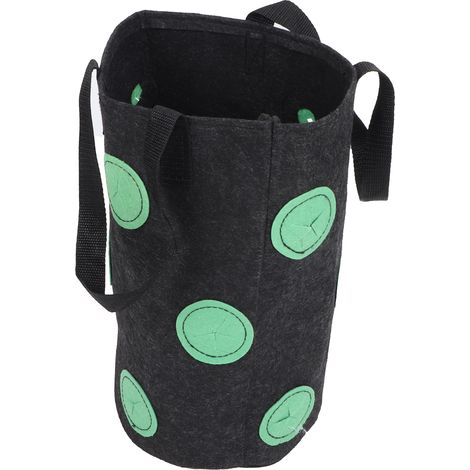 Sac de culture portable en feutre pour fraisiers, 12 trous, avec poignées, noir, 20 x 35 cm