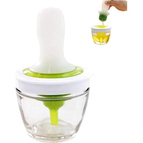Lntyq Bouteille d'huile et brosse en silicone résistant à la chaleur avec récipient en verre (1/5)