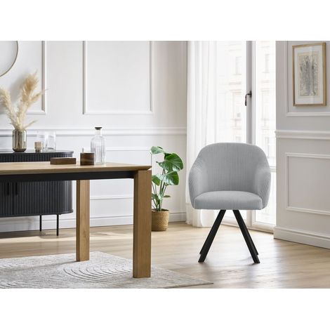BOBOCHIC - Lot de chaises SOPHIE tissu velours côtelé et pieds étoile   Gris clair (1/5)