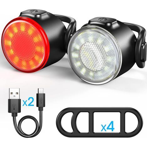 Luz delantera y trasera para bicicleta Lumiere Velo, recargable por USB, con certificación de impermeabilidad IPX5, LED, 6 modos de iluminación, ideal para ciclismo de carretera/montaña y para paseos  (1/5)