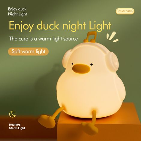 Lampe de nuit en silicone "Happy Duck", tactile, rechargeable USB, pour enfants (1/5)