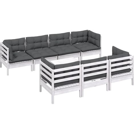 vidaXL Set Salotto da Giardino con Cuscini 8 pz Legno Massello di Pino (1/4)
