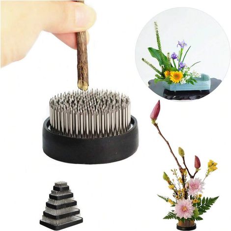 1pc Porte-Aiguilles Kenzan Ikebana (Flower Frog), Outil Japonais d'Arrangement Floral avec Vase en Verre, Carré 3.4×3.4cm, Aiguille en Acier Inoxydable pour Décoration de Table à la Maison (1/4)